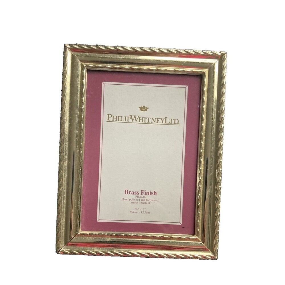 Philip Whitney LTD RIBBON BRASS Picture FRAME 3.5"x 5" HAND POLISHED & Lacquered